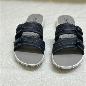 Blue stitched Slide Sandals with velcro Straps